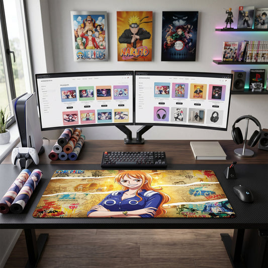 Nami anime mouse pad XL gaming desk mat Vintage Treasure Map Aesthetic