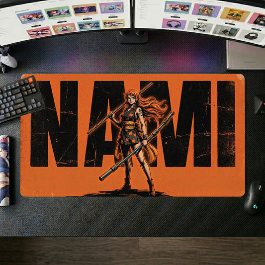 Nami anime mouse pad XL gaming desk mat Holding Club Vibrant Orange
