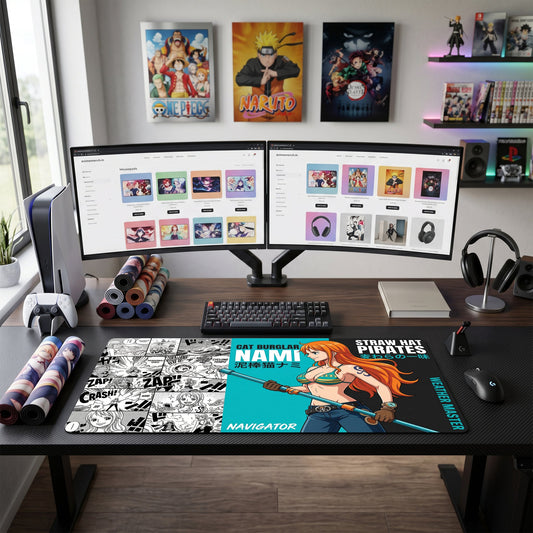 Nami anime mouse pad XL gaming desk mat Holding Staff Vibrant Colors