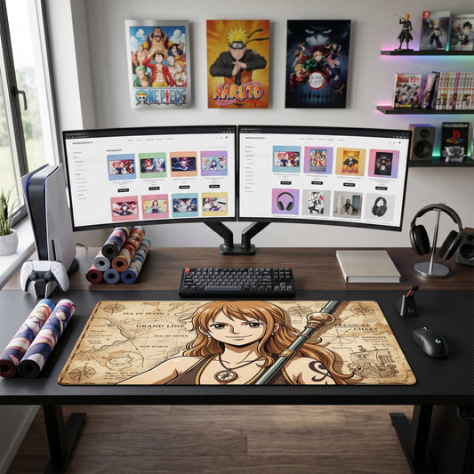 Nami anime mouse pad XL gaming desk mat Holding Staff Vintage Sea