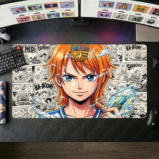 Nami anime mouse pad XL gaming desk mat Holding Weapon Anime Style