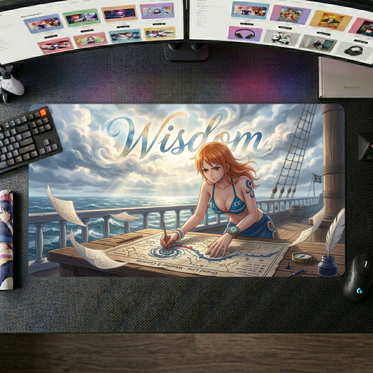 Nami anime mouse pad XL gaming desk mat Charting Course Vintage Sailing