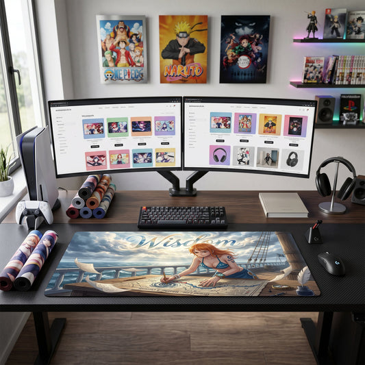 Nami anime mouse pad XL gaming desk mat Charting Course Vintage Sailing