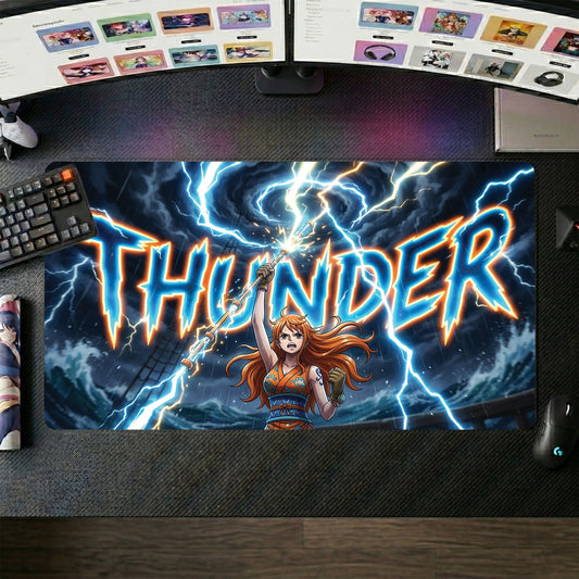 Nami anime mouse pad XL gaming desk mat Harnessing Thunder Dramatic Action