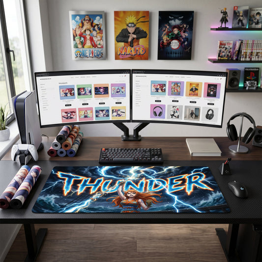 Nami anime mouse pad XL gaming desk mat Harnessing Thunder Dramatic Action