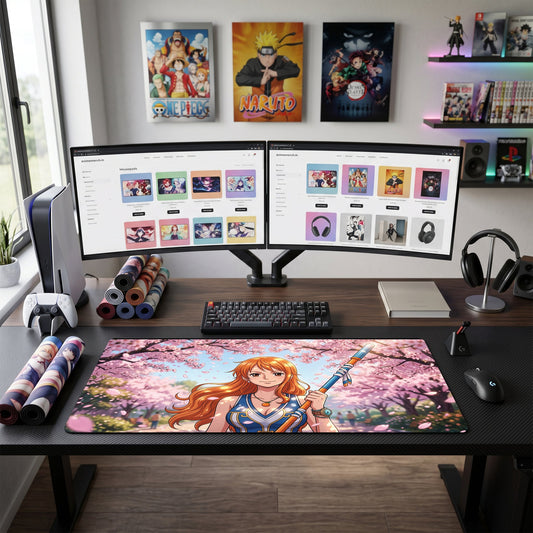 Nami anime mouse pad XL gaming desk mat Holding Staff Kawaii Vibes