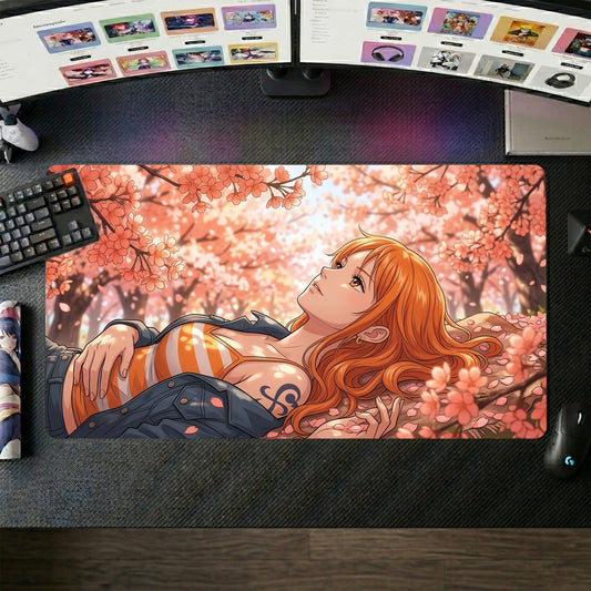 Nami anime mouse pad XL gaming desk mat Lying Down Spring Vibes
