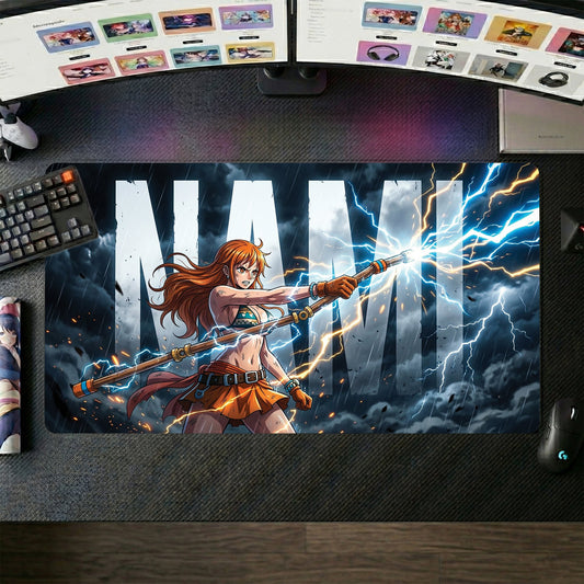 Nami anime mouse pad XL gaming desk mat Wielding Staff Stormy Dramatic