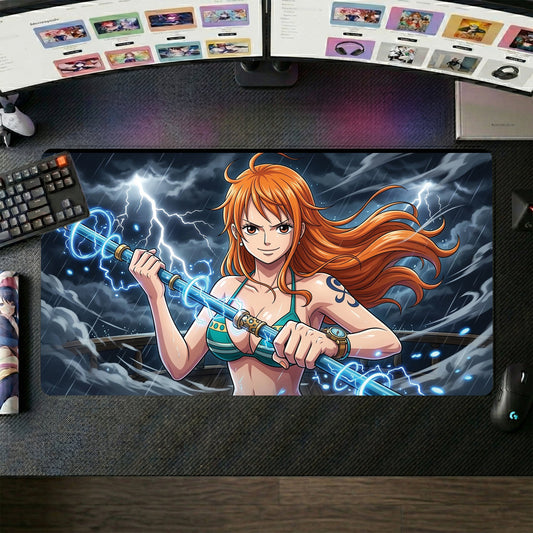 Nami anime mouse pad XL gaming desk mat Wielding Swords Stormy Sea