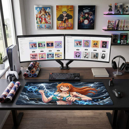 Nami anime mouse pad XL gaming desk mat Wielding Swords Stormy Sea