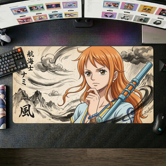 Nami anime mouse pad XL gaming desk mat Thoughtful Pose Vintage Style