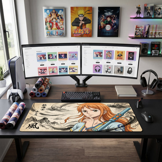 Nami anime mouse pad XL gaming desk mat Thoughtful Pose Vintage Style