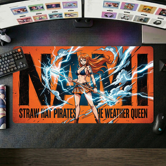 Nami anime mouse pad XL gaming desk mat Wielding Staff Dynamic Action