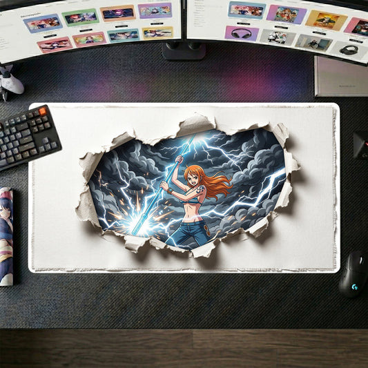 Nami anime mouse pad XL gaming desk mat Wielding Sword Stormy