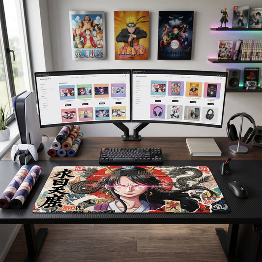 One Piece Girl anime mouse pad XL gaming desk mat Dragon Kanji Vibrance