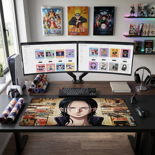 One Piece Girl anime mouse pad XL gaming desk mat Vintage Paper Collage
