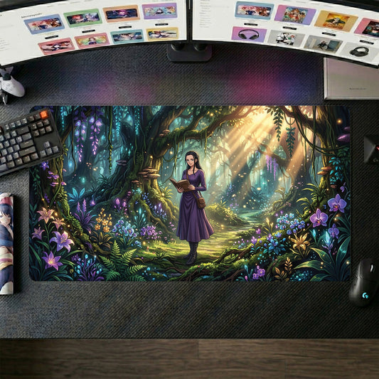 Robin anime mouse pad XL gaming desk mat Reading Book Mystic Nature