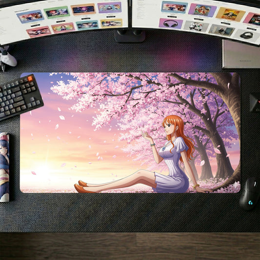 Sanji anime mouse pad XL gaming desk mat Cherry Blossom Dusk Silhouette