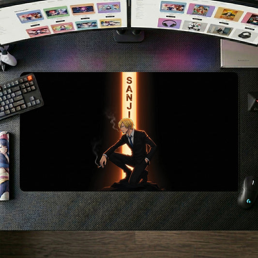 Sanji anime mouse pad XL gaming desk mat Crouching Smokes Dark Luxury