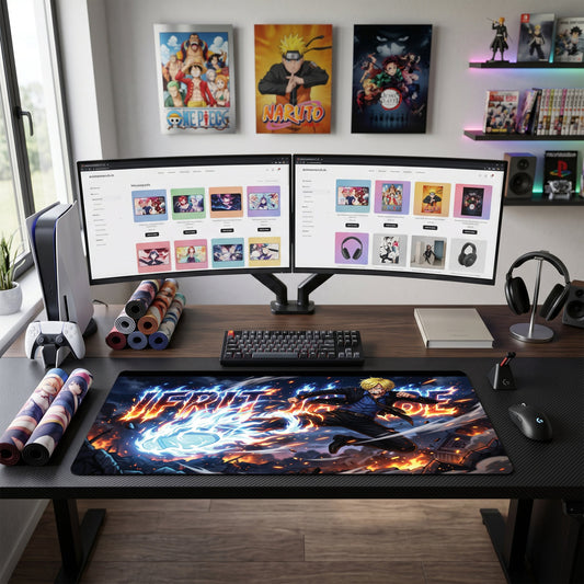 Sanji anime mouse pad XL gaming desk mat Flying Kick Dark Fantasy
