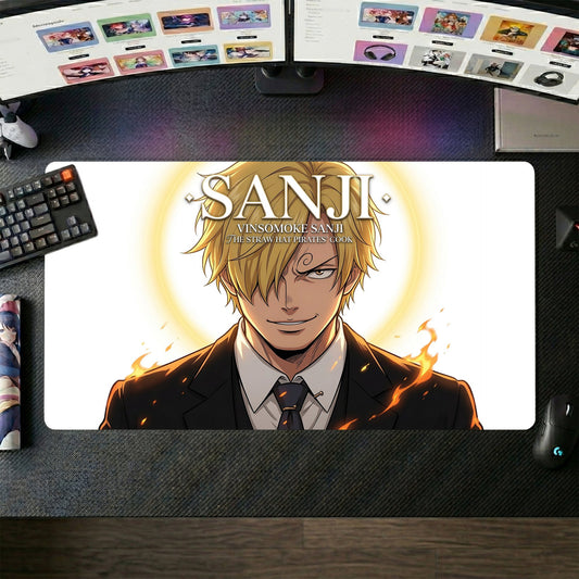Sanji anime mouse pad XL gaming desk mat Smirking Confidently Dark Luxury