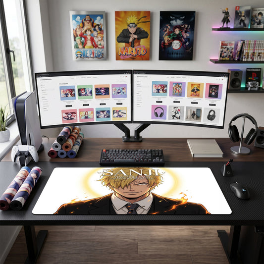 Sanji anime mouse pad XL gaming desk mat Smirking Confidently Dark Luxury