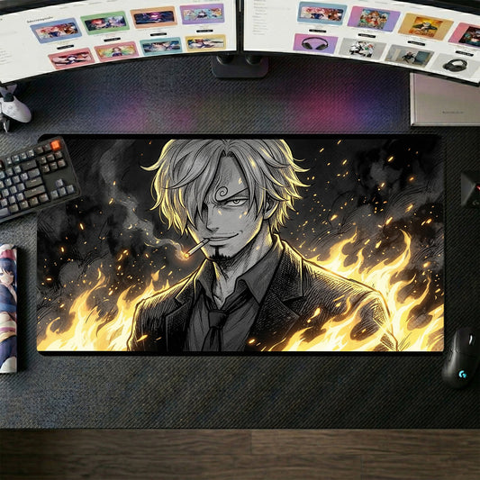 Sanji anime mouse pad XL gaming desk mat Smirking Pose Dark Dramatic