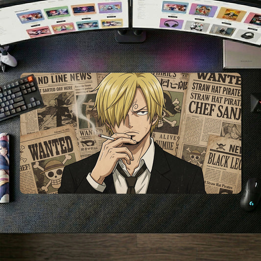 Sanji anime mouse pad XL gaming desk mat Smoking Calmly Dark Luxury
