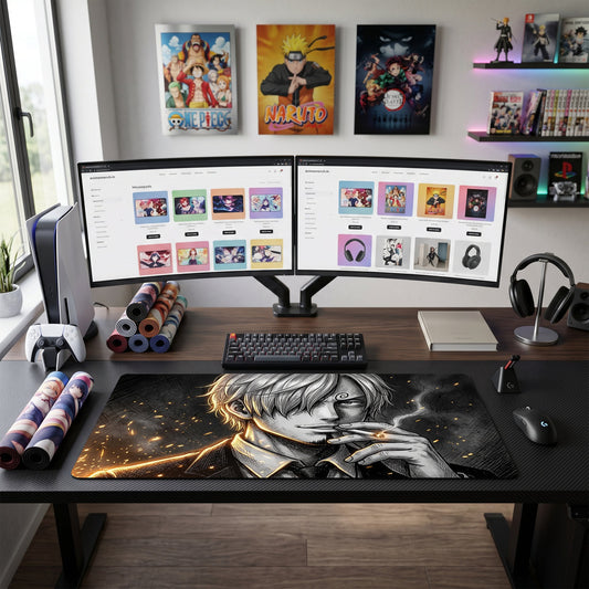 Sanji anime mouse pad XL gaming desk mat Smoking Calmly Dark Suave
