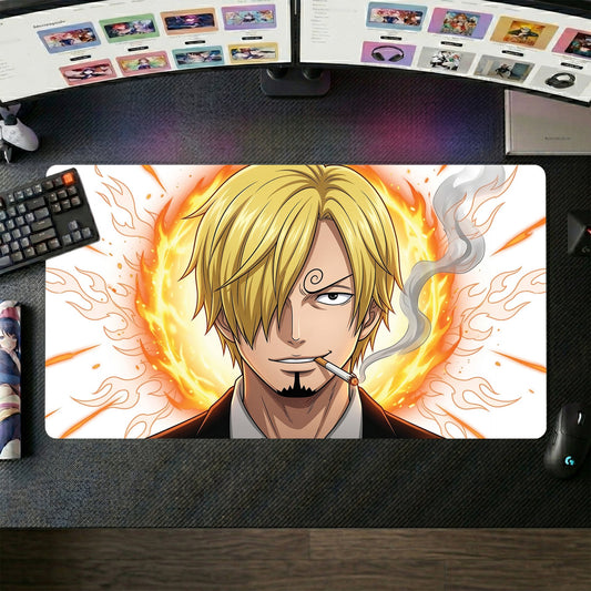 Sanji anime mouse pad XL gaming desk mat Smoking Calmly Dark Dramatic
