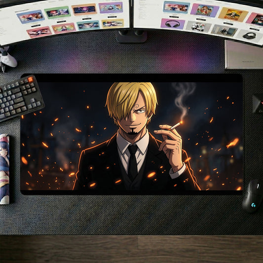 Sanji anime mouse pad XL gaming desk mat Smoking Calmly Dark Glam