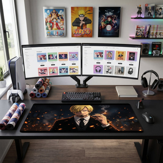 Sanji anime mouse pad XL gaming desk mat Smoking Calmly Dark Glam