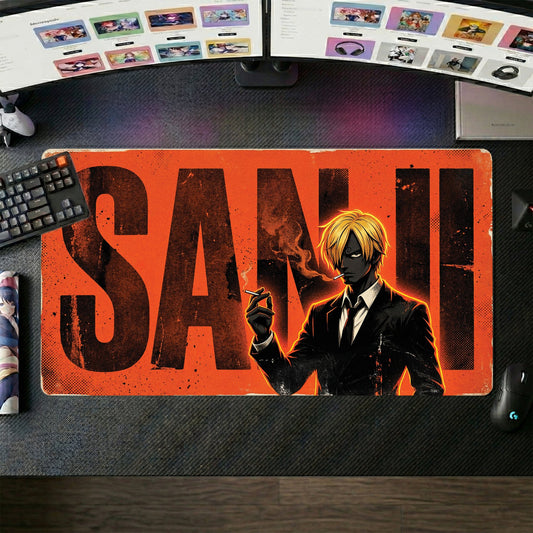 Sanji anime mouse pad XL gaming desk mat Smoking Calmly Dark Glamour