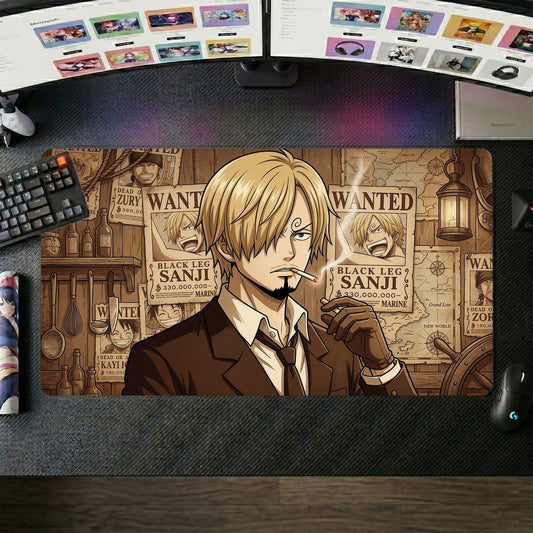 Sanji anime mouse pad XL gaming desk mat Smoking Calmly Retro Glam