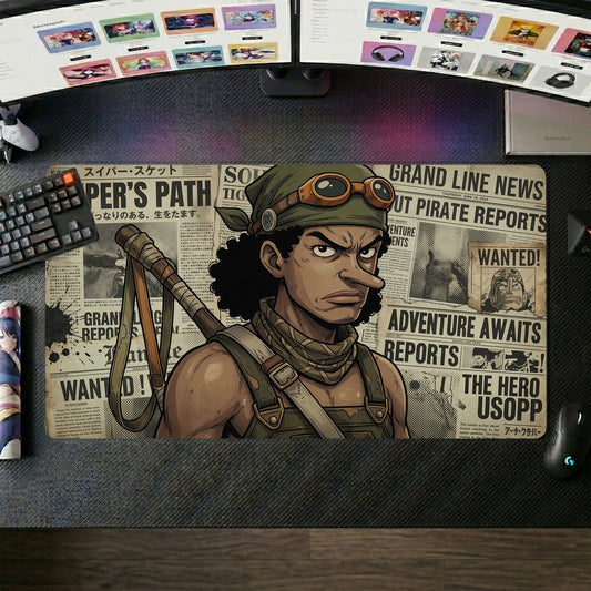 Usopp anime mouse pad XL gaming desk mat Aiming Bow Gritty Comic