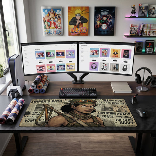 Usopp anime mouse pad XL gaming desk mat Aiming Bow Gritty Comic