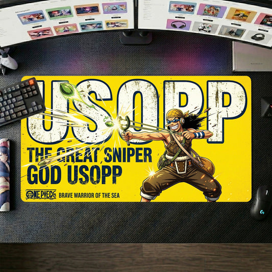 Usopp anime mouse pad XL gaming desk mat Firing Bow And Arrow Comic Book