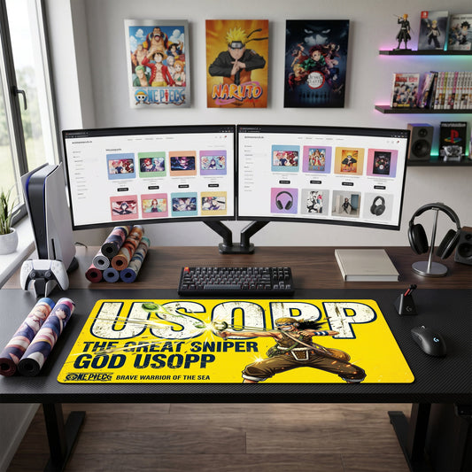Usopp anime mouse pad XL gaming desk mat Firing Bow And Arrow Comic Book
