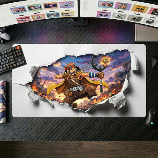 Usopp anime mouse pad XL gaming desk mat Firing Bow Dark Action