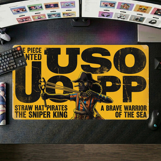 Usopp anime mouse pad XL gaming desk mat Firing Bow Dark Vintage