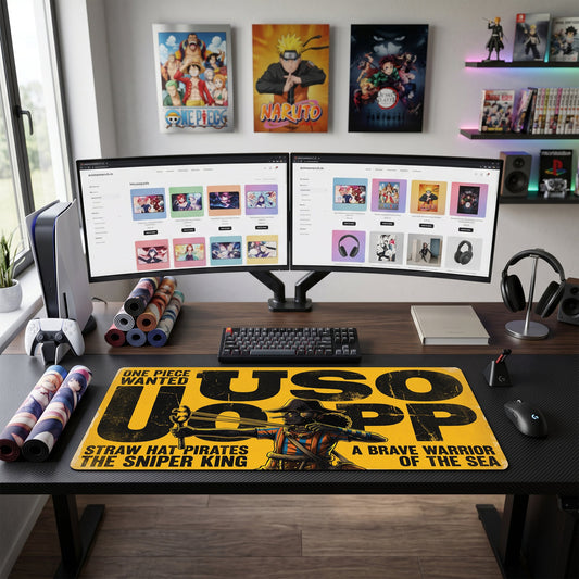 Usopp anime mouse pad XL gaming desk mat Firing Bow Dark Vintage
