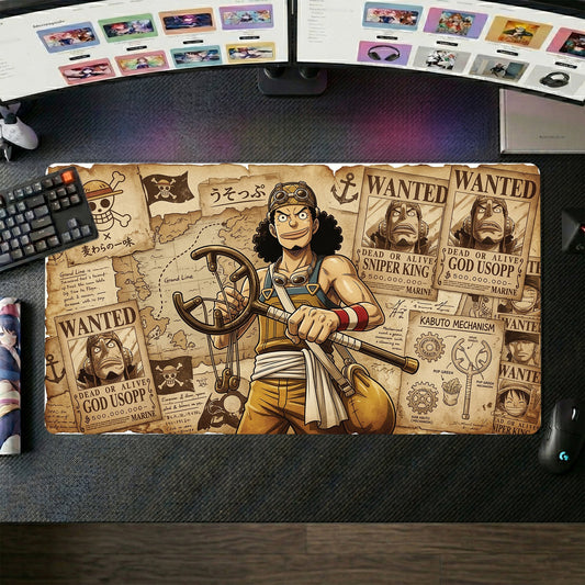 Usopp anime mouse pad XL gaming desk mat Holding Gun Vintage Sea