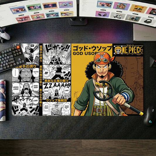 Usopp anime mouse pad XL gaming desk mat Holding Sword Cartoonish Action