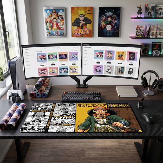 Usopp anime mouse pad XL gaming desk mat Holding Sword Cartoonish Action