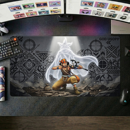 Usopp anime mouse pad XL gaming desk mat Crouching Shooting Dark Fantasy