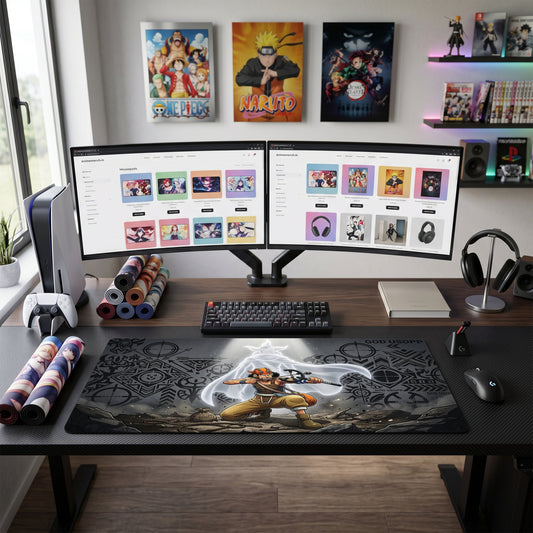 Usopp anime mouse pad XL gaming desk mat Crouching Shooting Dark Fantasy