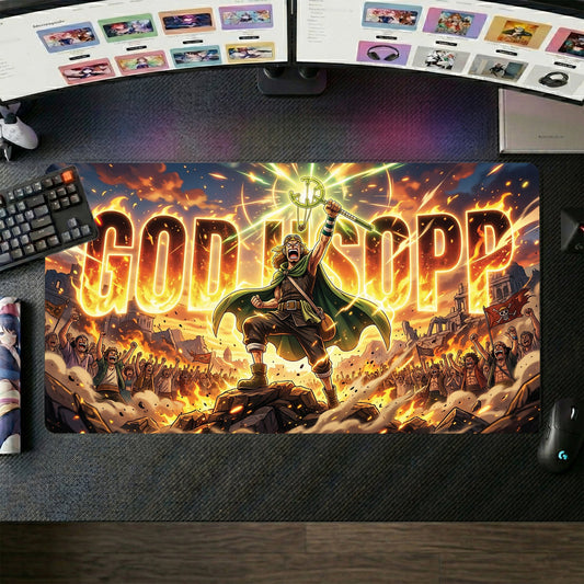 Usopp anime mouse pad XL gaming desk mat Heroic Pose Dark Fantasy