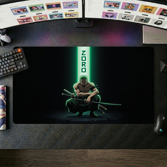 Zoro anime mouse pad XL gaming desk mat Crouching With Swords Dark Intense