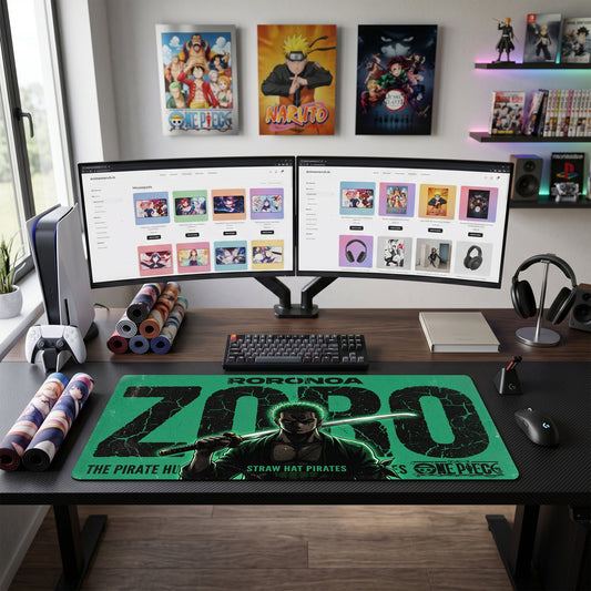 Zoro anime mouse pad XL gaming desk mat Holding Sword Dark Hero