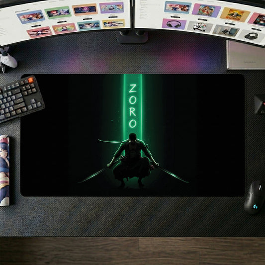 Zoro anime mouse pad XL gaming desk mat Crouching With Swords Dark Mystic